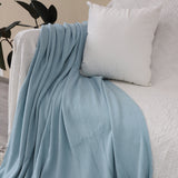 SOGA Sky Blue Acrylic Knitted Throw Blanket Solid Fringed Warm Cozy Woven Cover Couch Bed Sofa Home Decor