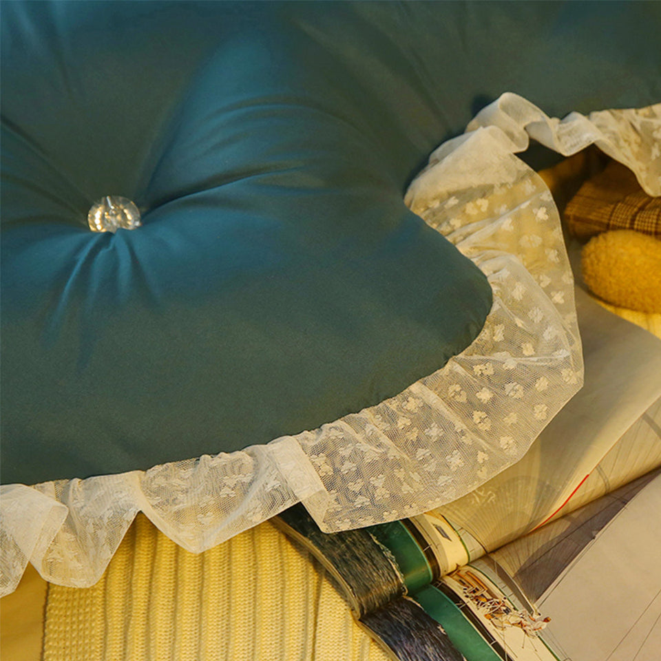 SOGA 4X 120cm Blue-Green Princess Bed Pillow Headboard Backrest Bedside Tatami Sofa Cushion with Ruffle Lace Home Decor