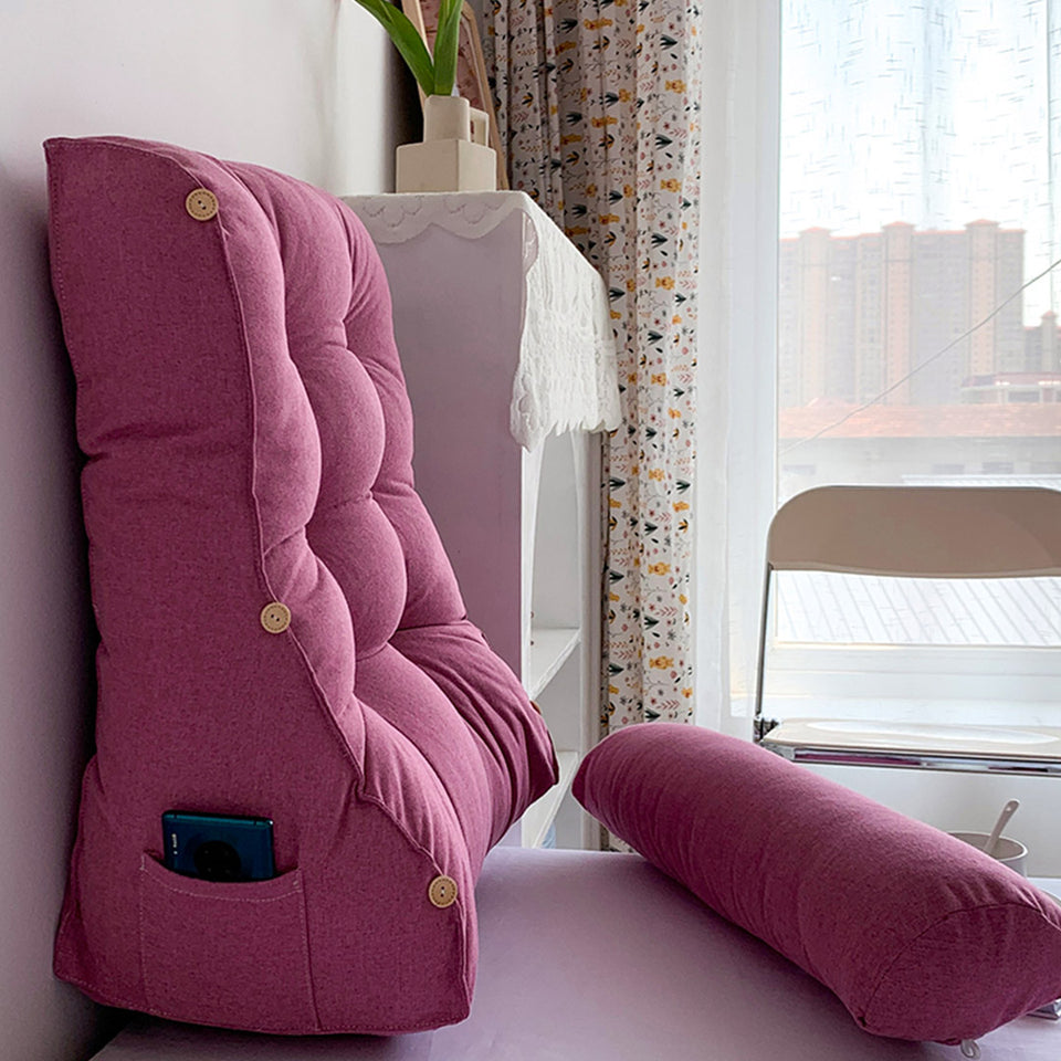 SOGA 60cm Magenta Triangular Wedge Lumbar Pillow Headboard Backrest Sofa Bed Cushion Home Decor