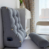 SOGA 45cm Silver Triangular Wedge Lumbar Pillow Headboard Backrest Sofa Bed Cushion Home Decor