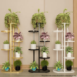 SOGA 6 Tier 7 Pots White Metal Plant Rack Flowerpot Storage Display Stand Holder Home Garden Decor