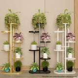 SOGA 6 Tier 7 Pots White Metal Plant Rack Flowerpot Storage Display Stand Holder Home Garden Decor