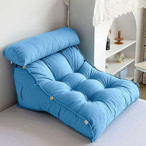 SOGA 2X 45cm Blue Triangular Wedge Lumbar Pillow Headboard Backrest Sofa Bed Cushion Home Decor