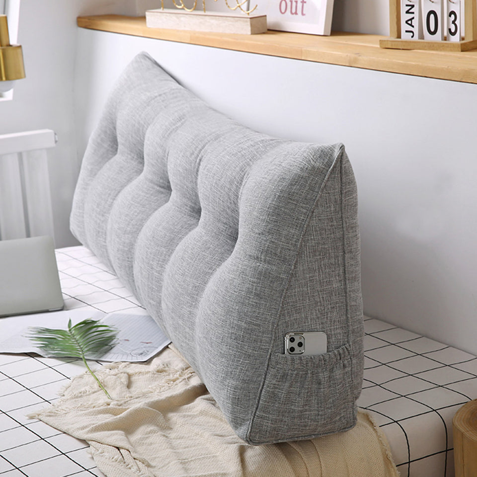 SOGA 2X 120cm Silver Triangular Wedge Bed Pillow Headboard Backrest Bedside Tatami Cushion Home Decor