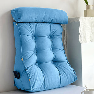 SOGA 2X 45cm Blue Triangular Wedge Lumbar Pillow Headboard Backrest Sofa Bed Cushion Home Decor