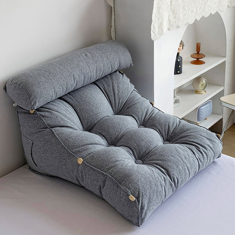 SOGA 45cm Silver Triangular Wedge Lumbar Pillow Headboard Backrest Sofa Bed Cushion Home Decor