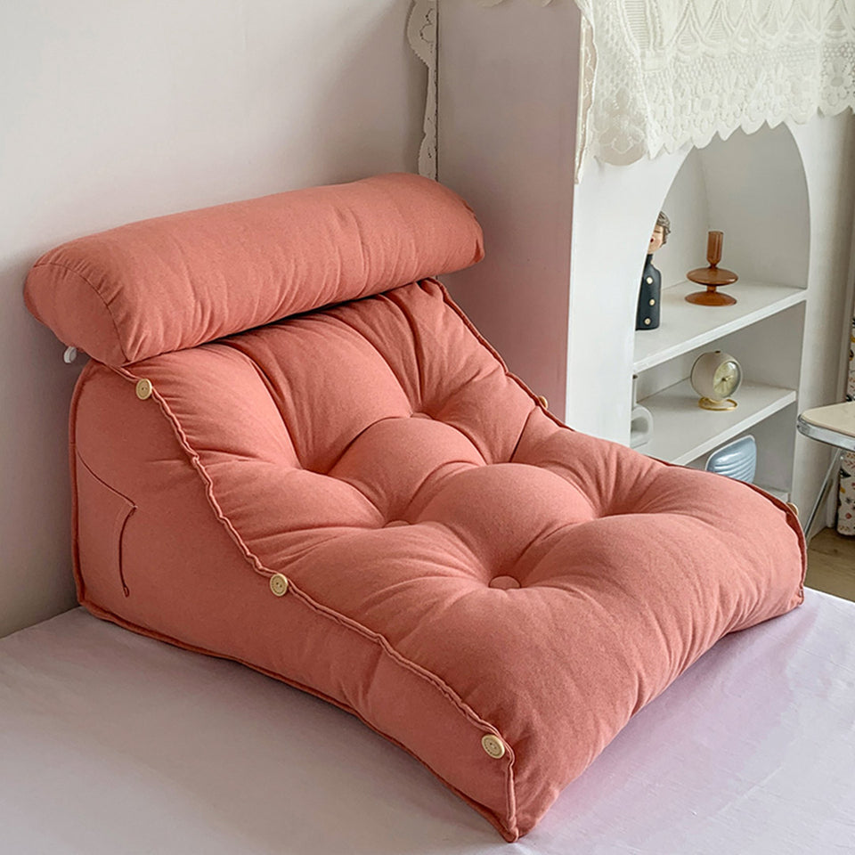 SOGA 2X 45cm Peach Triangular Wedge Lumbar Pillow Headboard Backrest Sofa Bed Cushion Home Decor