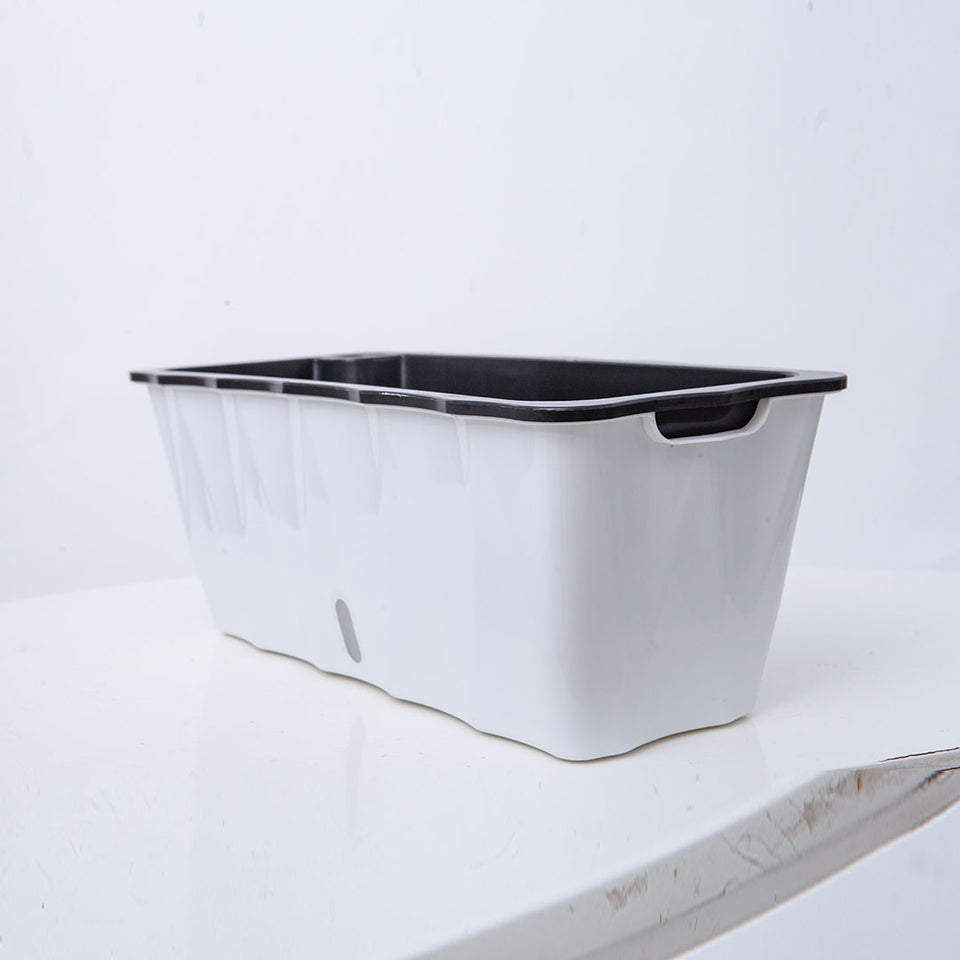 SOGA 2-Pack Large White Rectangular Plastic Flowerpot for Outdoor Garden