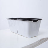 SOGA 2-Pack Large White Rectangular Plastic Flowerpot for Outdoor Garden