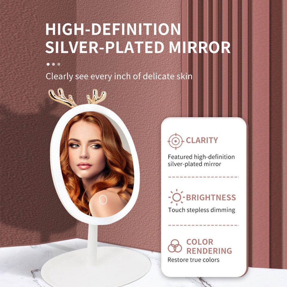 SOGA 2X White Antler LED Light Makeup Mirror Tabletop Vanity Home Decor