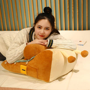 SOGA Cute Face Toast Bread Wedge Cushion Stuffed Plush Cartoon Back Support Pillow Home Decor