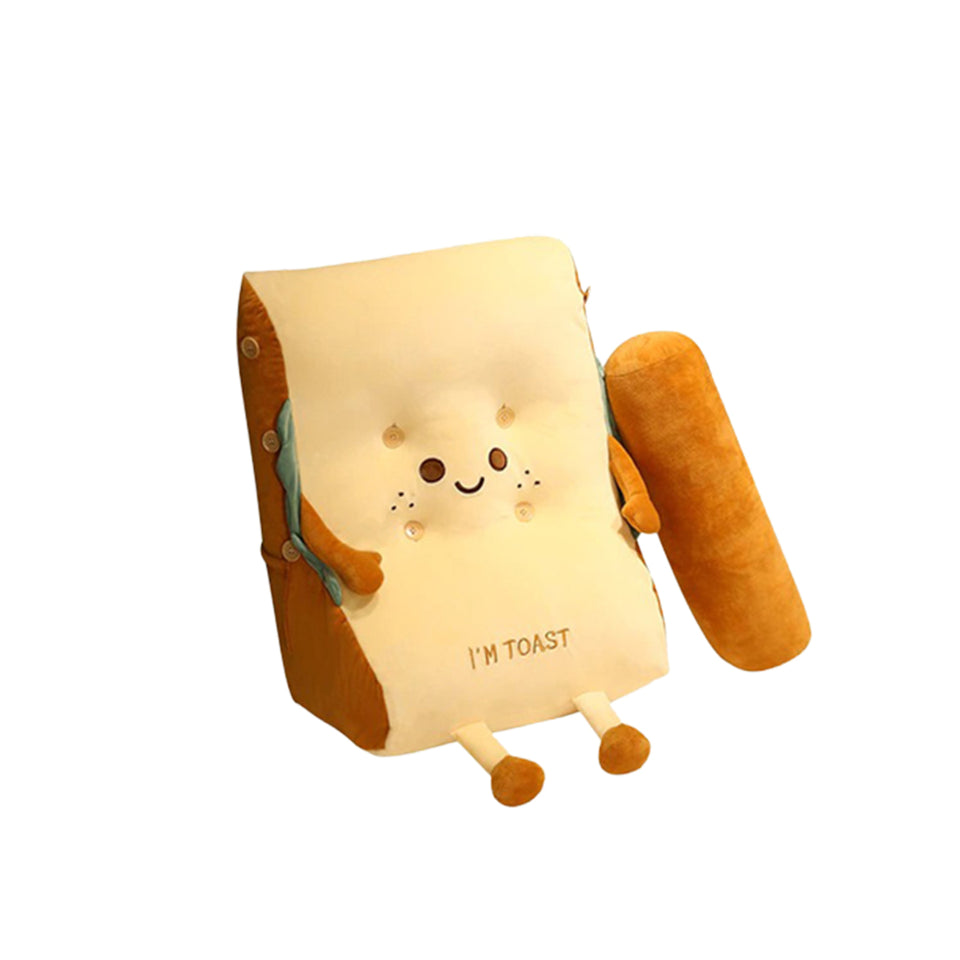 SOGA Cute Face Toast Bread Wedge Cushion Stuffed Plush Cartoon Back Support Pillow Home Decor