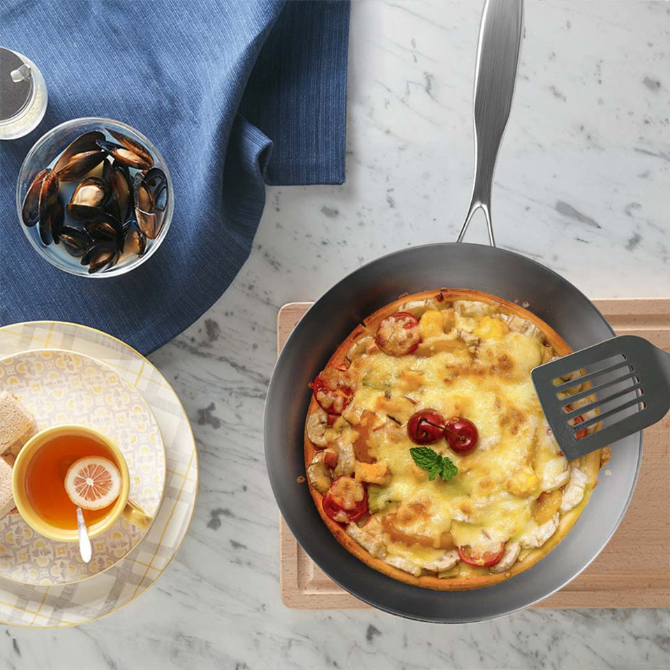 SOGA Dual Burners Cooktop Stove 30cm Cast Iron Frying Pan Skillet and 28cm Induction Fry Pan