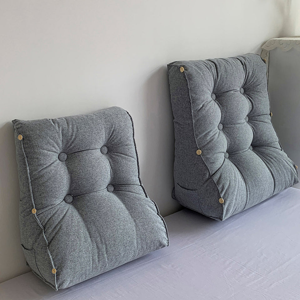 SOGA 45cm Silver Triangular Wedge Lumbar Pillow Headboard Backrest Sofa Bed Cushion Home Decor