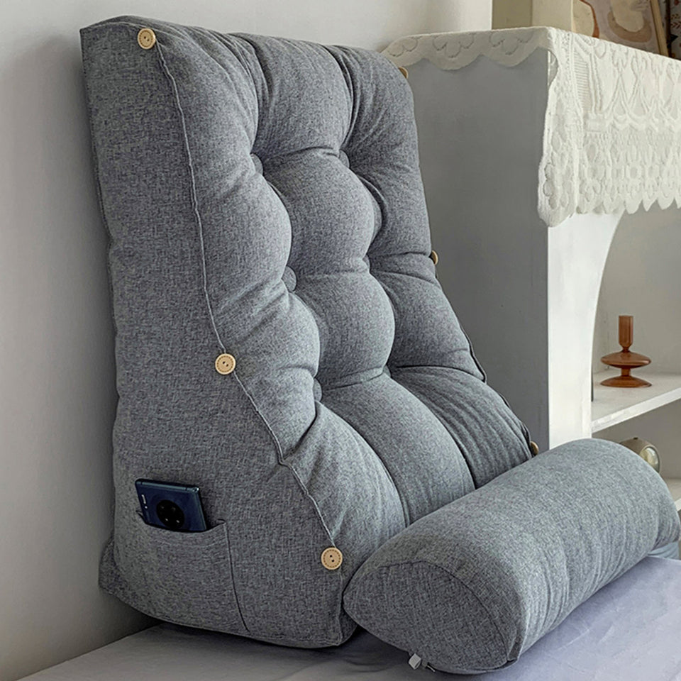 SOGA 45cm Silver Triangular Wedge Lumbar Pillow Headboard Backrest Sofa Bed Cushion Home Decor