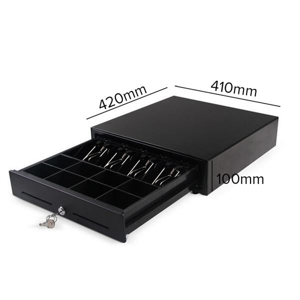 SOGA Black Heavy Duty Cash Drawer Manual 4 Bills 8 Coins Cheque Slot Tray Pos 410