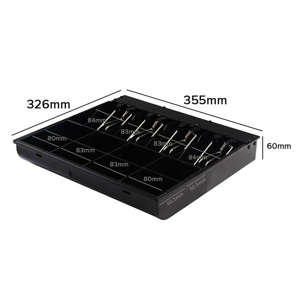 SOGA Black Heavy Duty Cash Drawer Manual 4 Bills 8 Coins Cheque Slot Tray Pos 410