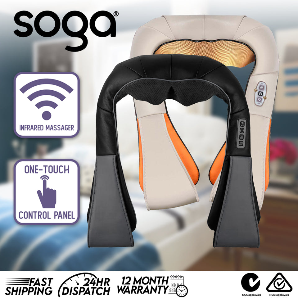 SOGA 2X Electric Kneading Back Neck Shoulder Massage Arm Body Massager Black/White