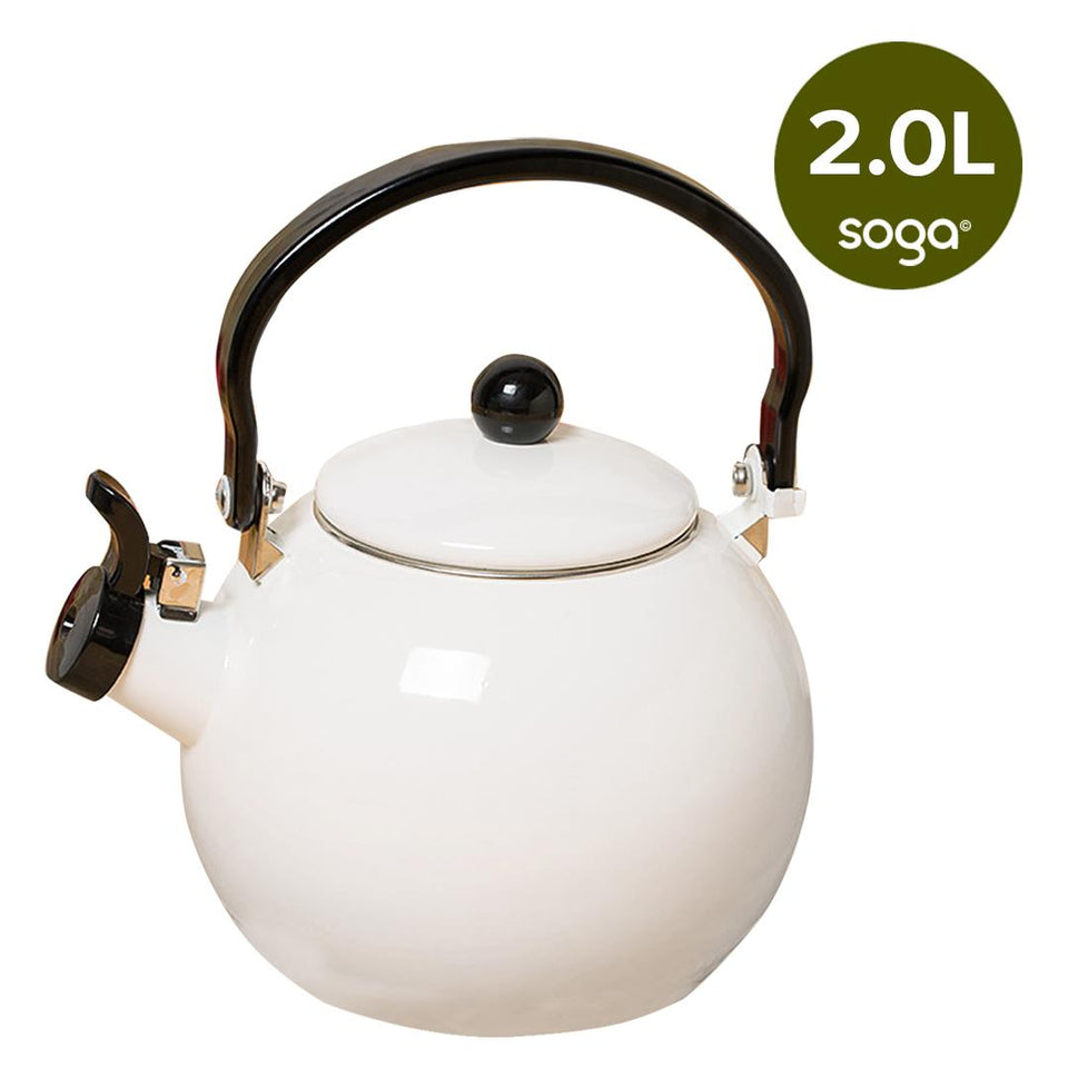 SOGA 2.0 Litre Ceramic Enameled Porcelain Kettle Kitchen White