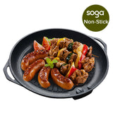 SOGA Non Stick Stone Coated Korean BBQ Grill Plate Round