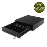 SOGA Black Heavy Duty Cash Drawer Electronic 4 Bills 8 Coins Cheque Slot Tray Pos 350