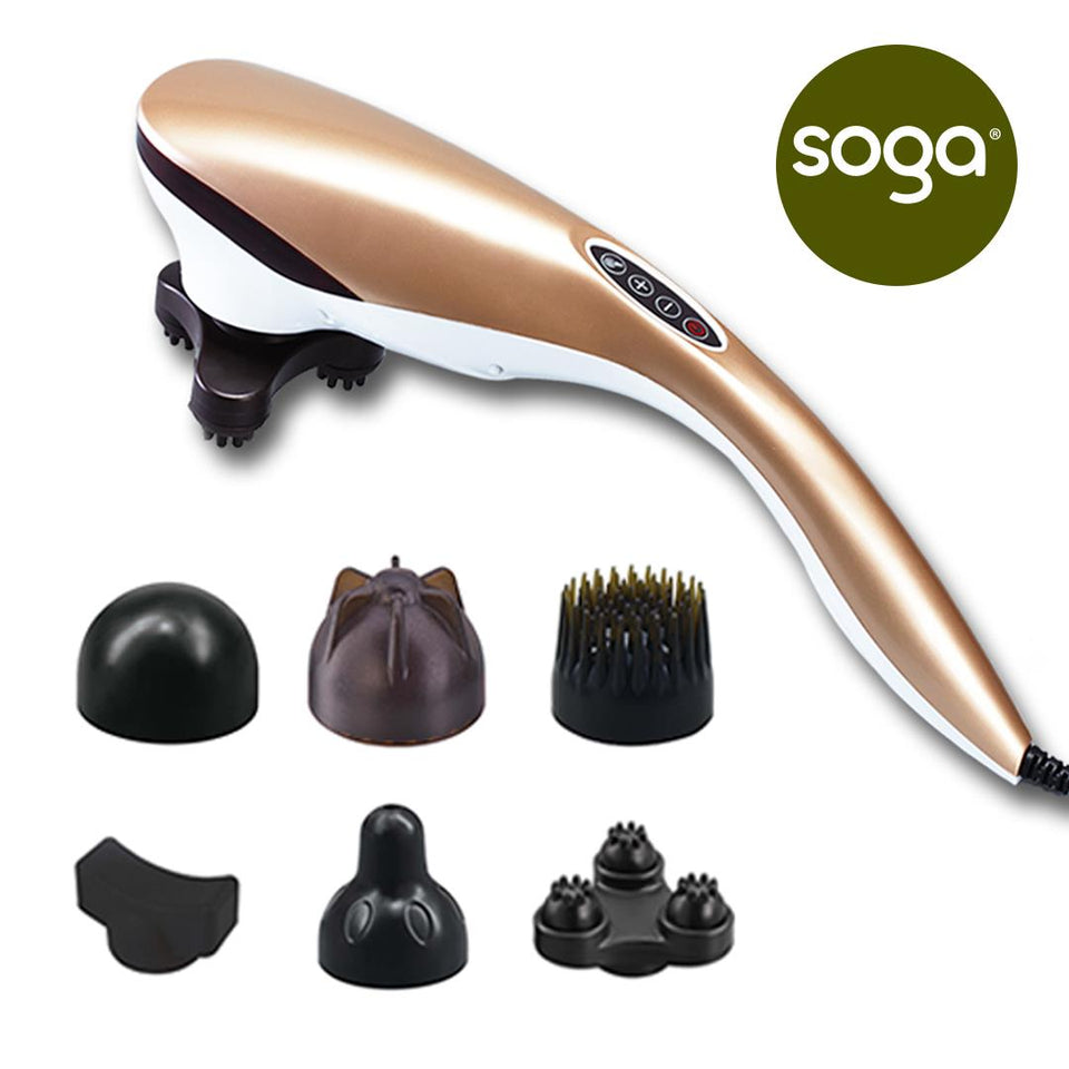SOGA 6 Heads Portable Handheld Massager Soothing Stimulate Blood Flow Shoulder Gold