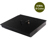 SOGA 4 Bills 8 Coins Cash Tray With Lockable Lid Heavy Duty Spare Cash Tray Black