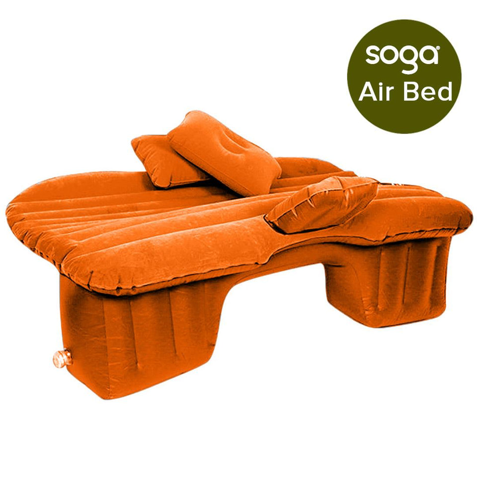 SOGA 2X Inflatable Car Mattress Portable Travel Camping Air Bed Rest Sleeping Bed Orange