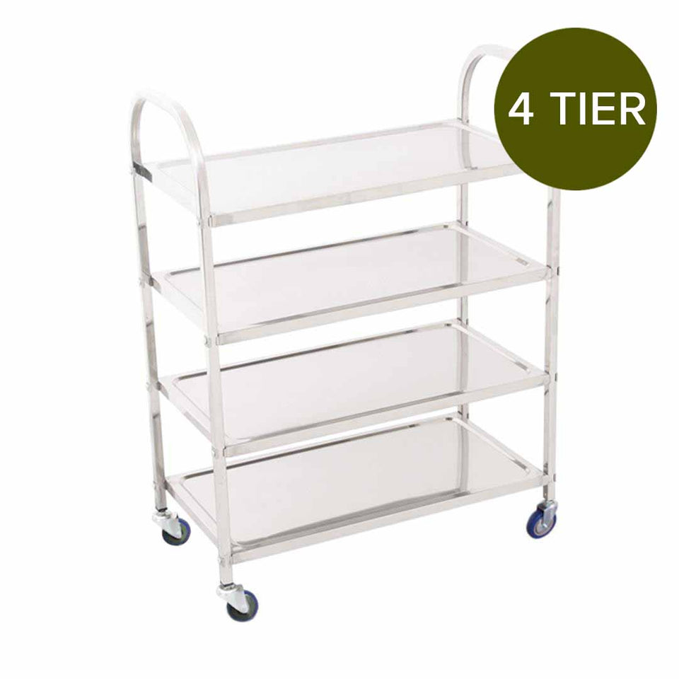 SOGA 4 Tier Stainless Steel Kitchen Dinning Food Cart Trolley Utility Size Square Small