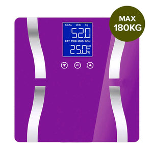 SOGA Glass LCD Digital Body Fat Scale Bathroom Electronic Gym Water Weighing Scales Purple
