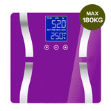 SOGA Glass LCD Digital Body Fat Scale Bathroom Electronic Gym Water Weighing Scales Purple