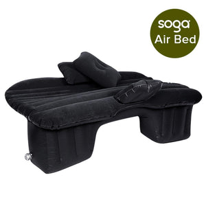 SOGA 2x Inflatable Car Mattress Portable Travel Camping Air Bed Rest Sleeping Bed Black