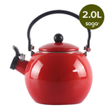 SOGA 2.0 Litre Ceramic  Enameled Porcelain Kettle Kitchen Red