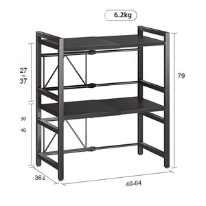 SOGA 2X 3 Tier Steel Black Retractable Kitchen Microwave Oven Stand Multi-Functional Storage Organizer